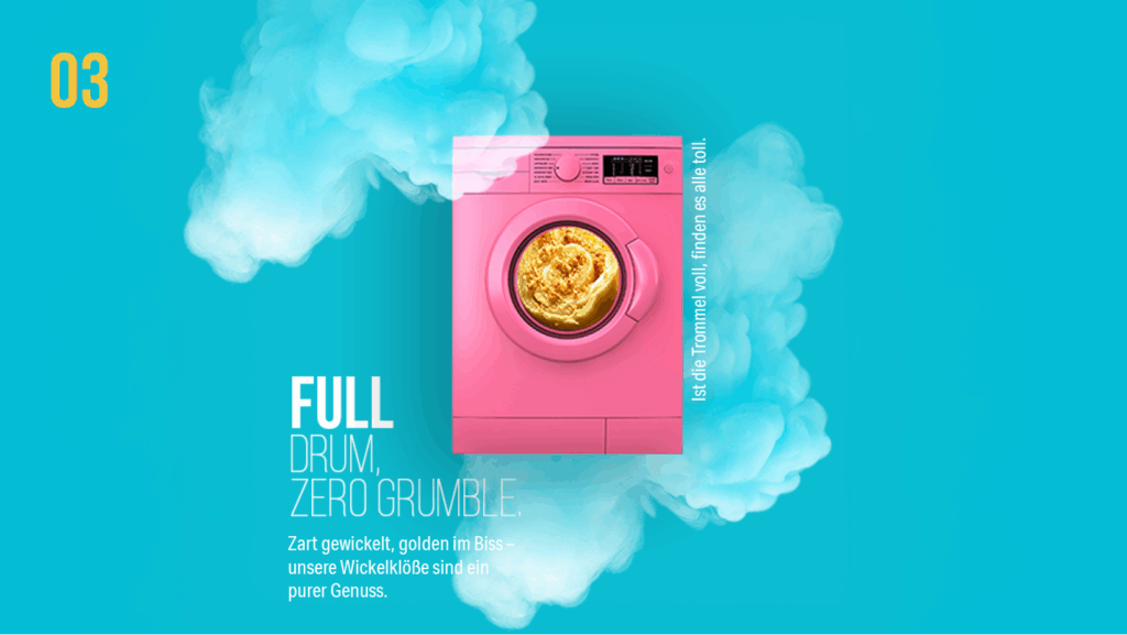 März 2026 Monatsstarter. Full, Frum, Zero Grumble. Zart gewickelt, golden im Biss - unsere Wickelklöße sind ein purer Genuss.