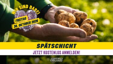 Friweika Spätschicht am 30.10.2026 – Anmeldeaufruf zur Werksführung mit Kartoffeln auf der Hand