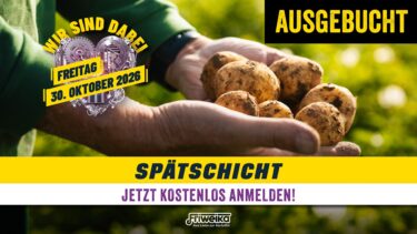 Friweika Spätschicht am 30. Oktober 2026 – Ausgebucht – Hände halten frisch geerntete Kartoffeln